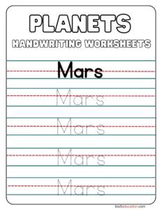 Mars Handwriting Worksheets
