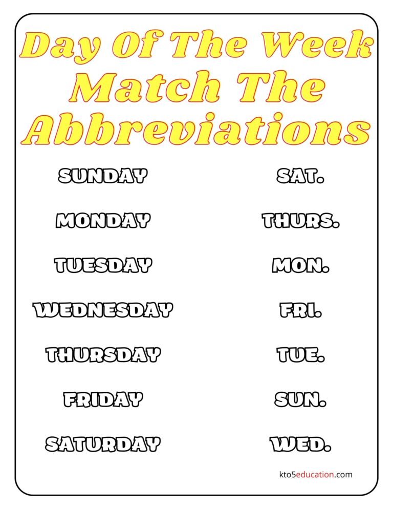 Free Match The Abbreviations Worksheet