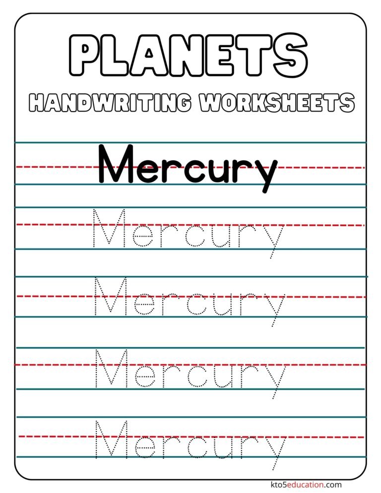 Free Mercury Handwriting Worksheets