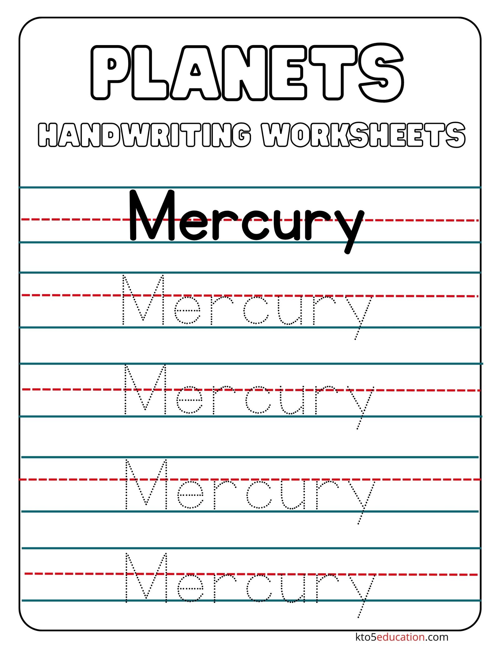 Mercury Handwriting Worksheets