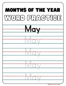 Months Of The Year May Word Practice