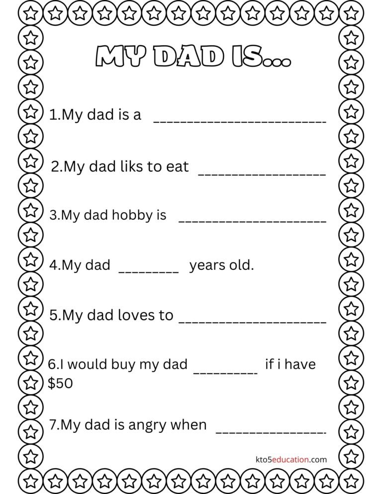 Free My Dad Is…Worksheet