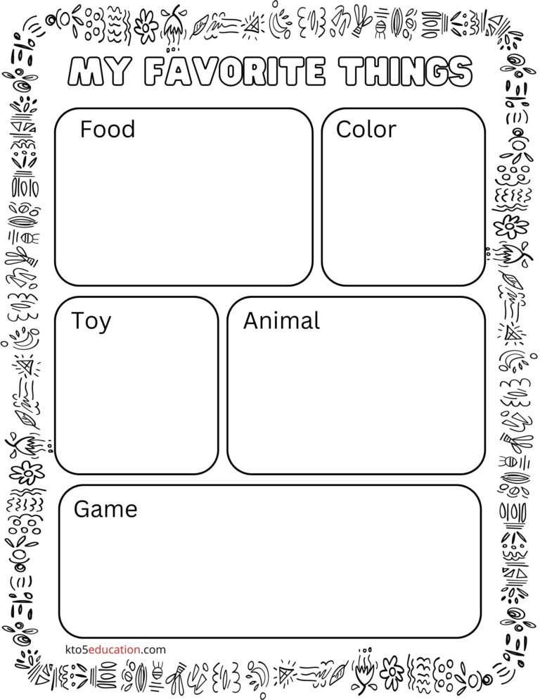 Free My Favorite Things Worksheet