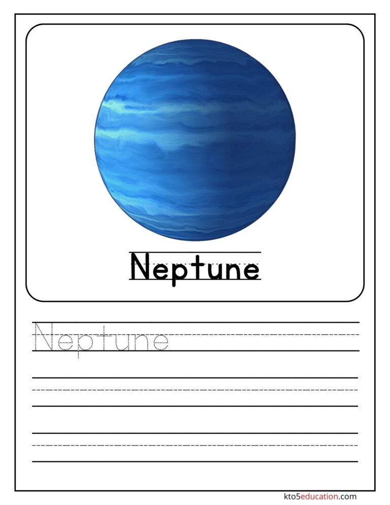 Free Neptune Planet Name Practice in French Language Worksheet