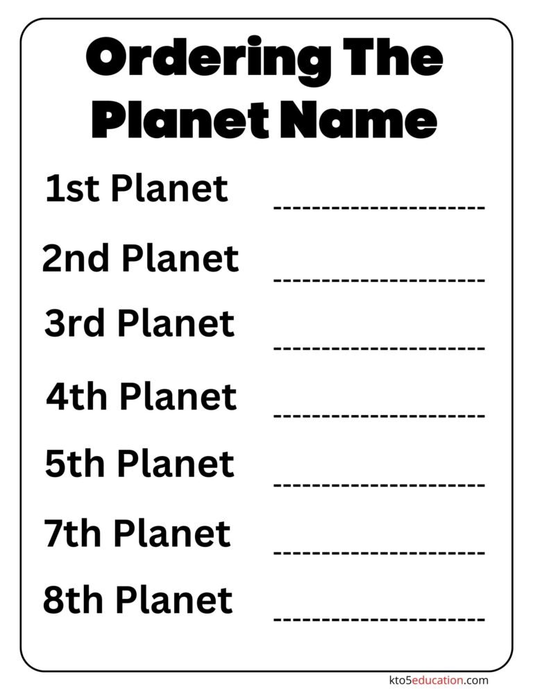 Free Ordering The Planet Name Worksheet