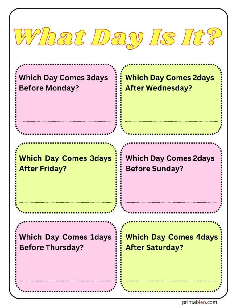 Free Printable What Day is it Worksheet