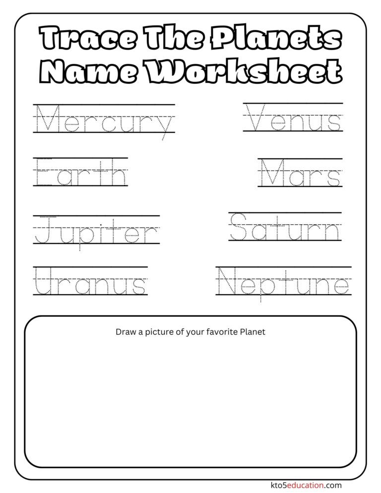 Free Trace The Planets Name Worksheet