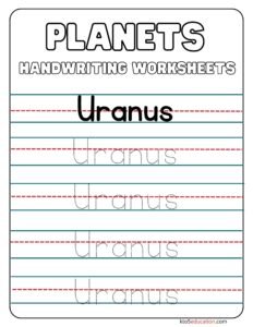 Uranus Handwriting Worksheets