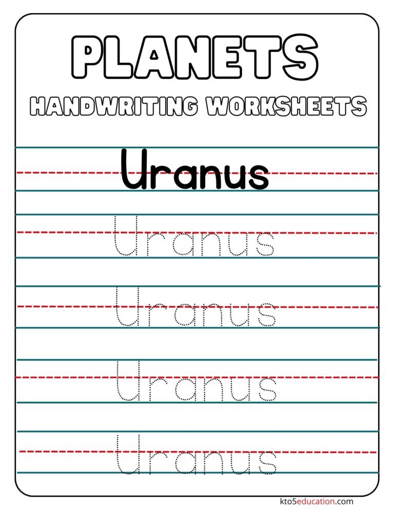 Uranus Handwriting Worksheets