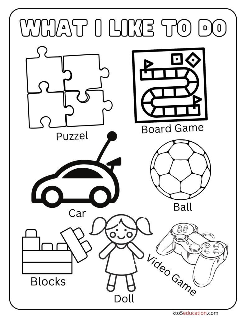 Free What I Like To Do Worksheet Kto5education 