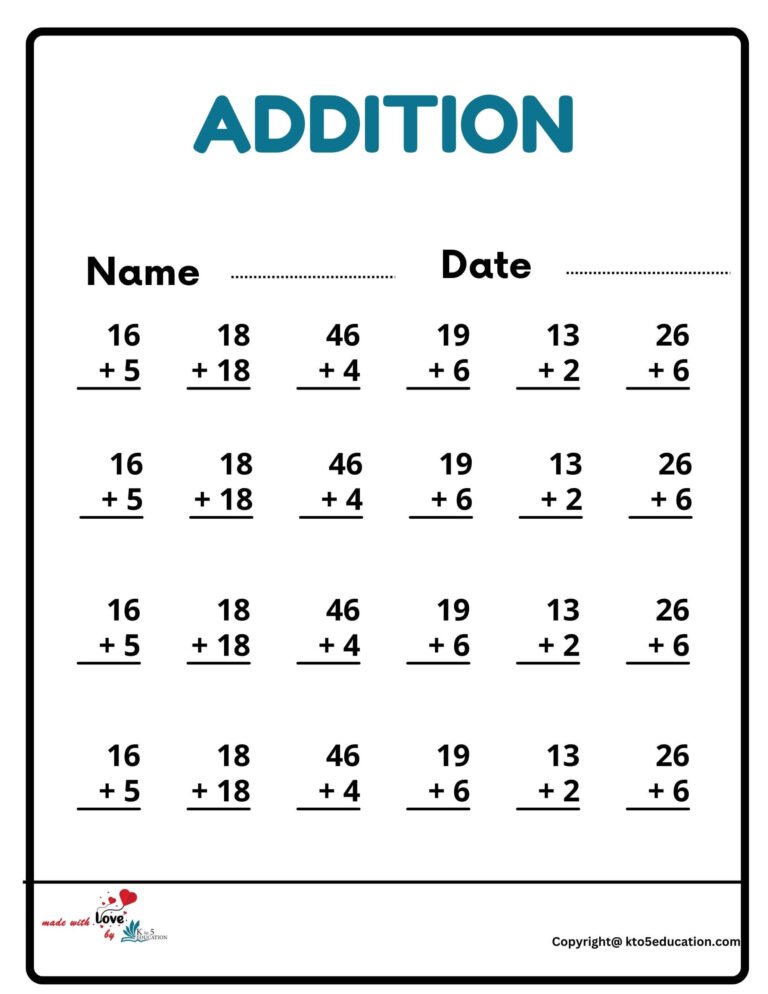 Addition Worksheet 2