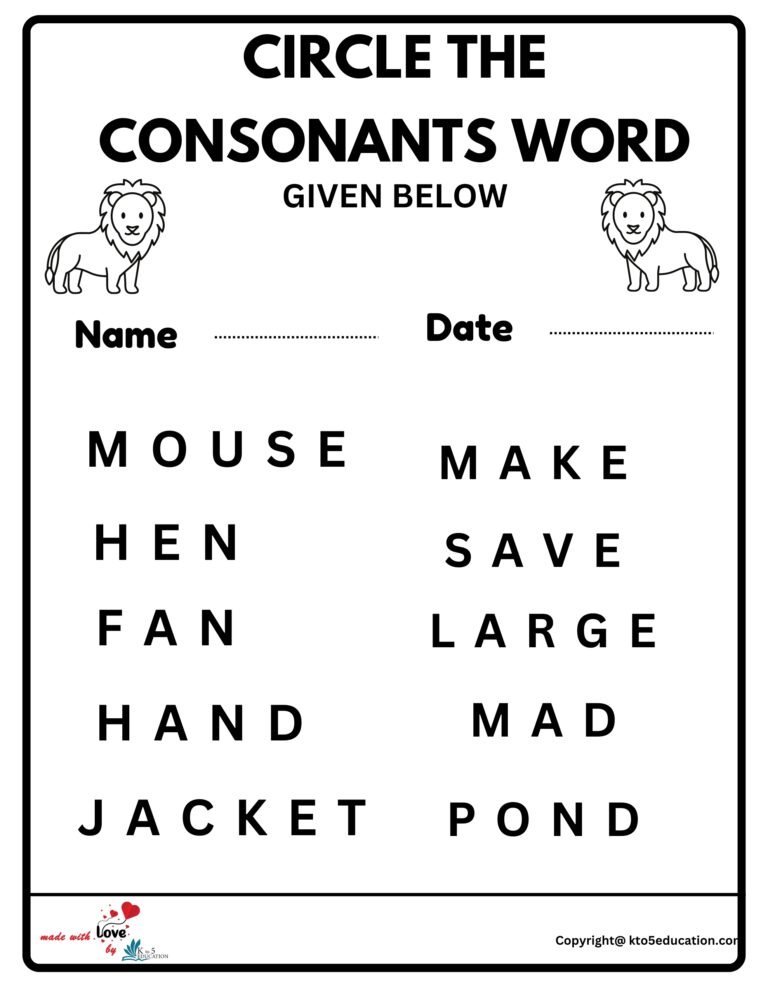 Circle The Consonants Word Worksheet | FREE Download 