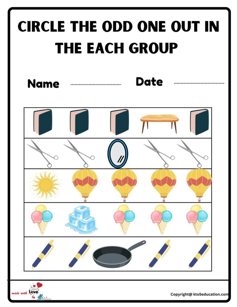 Circle The Odd One Out In The Each Group Worksheet | FREE Download 