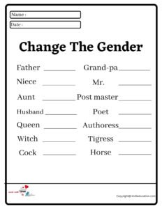 Change The Gender Worksheet
