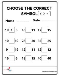 Choose The Correct Symbol Worksheet 2