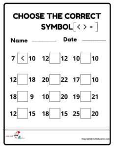 Choose The Correct Symbol Worksheet