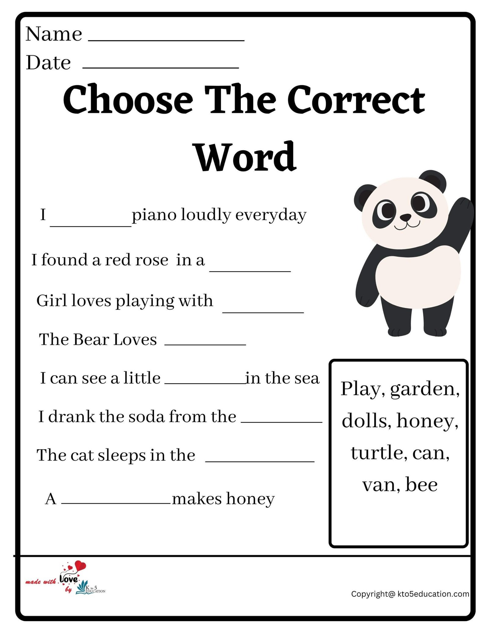 Choose The Correct Word Worksheet 2