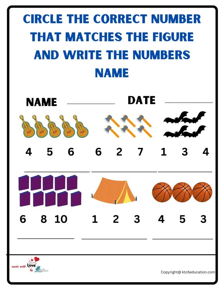 Circle The Correct Number That Mathches The Figure And Write The Answer Name Worksheet 2 | FREE Downloadb