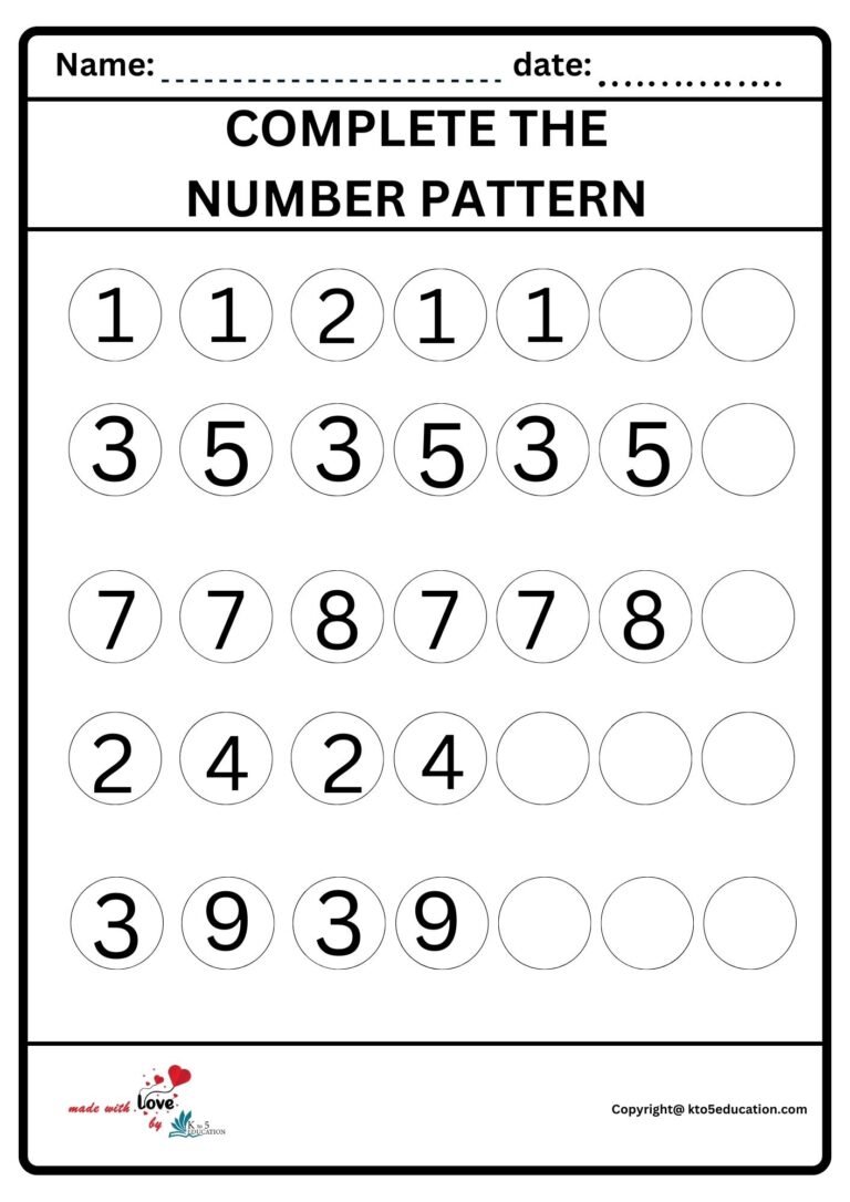 Complete The Number Pattern Worksheet 2 | FREE Download