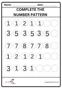 Complete The Number Pattern Worksheet