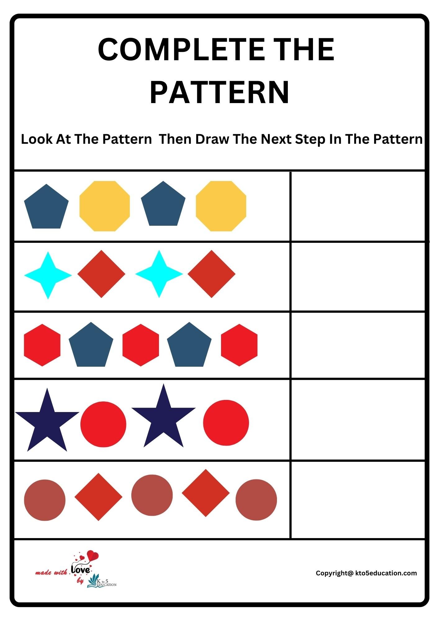 Complete The Pattern Worksheet FREE Download