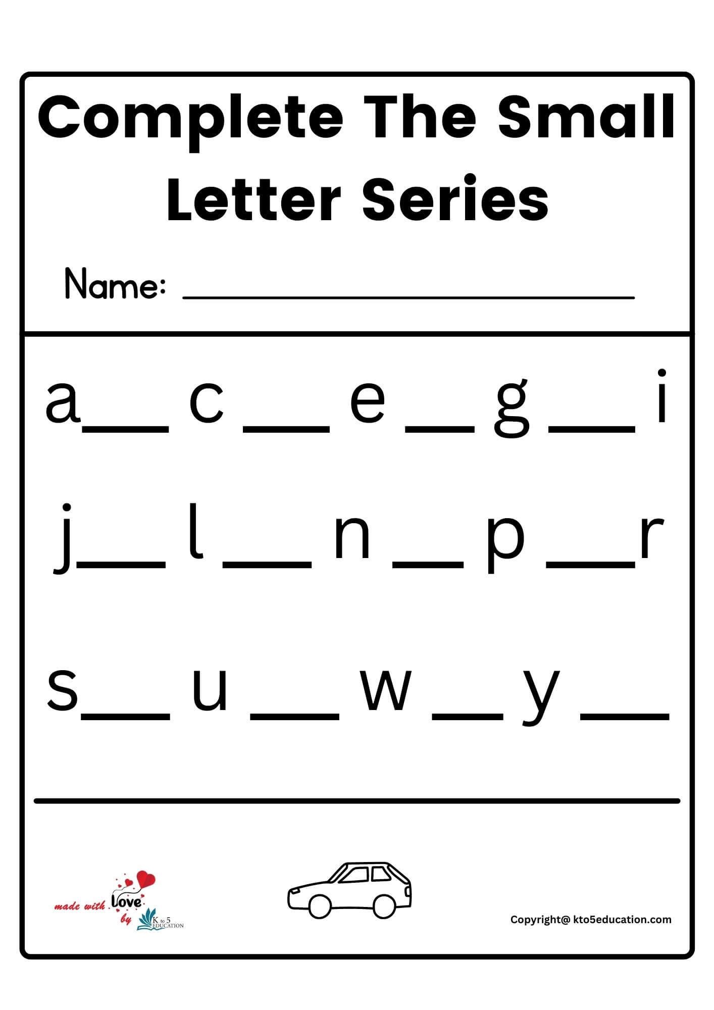 Complete The Small Letter Series