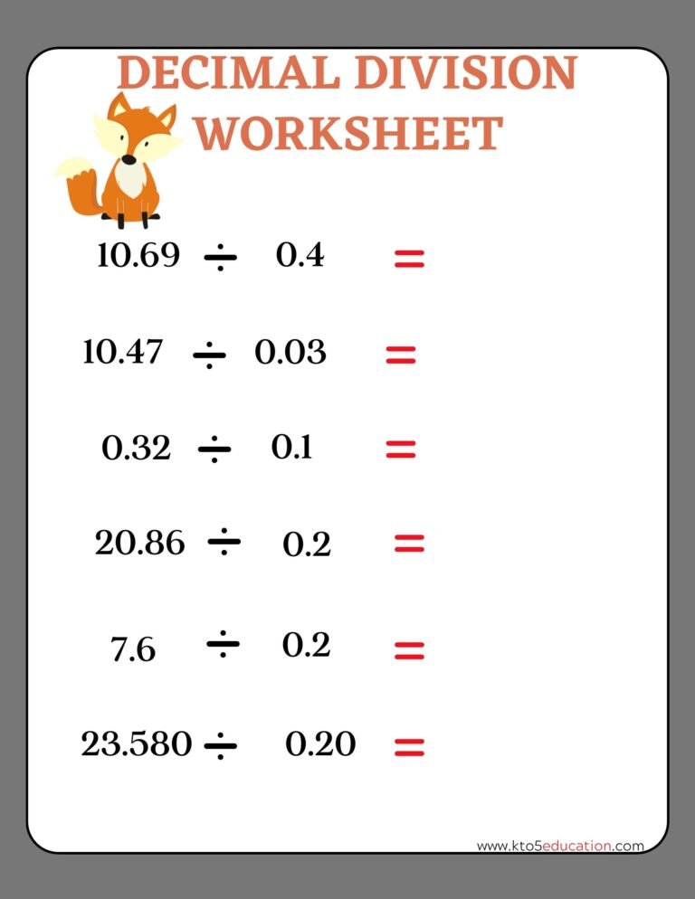 Decimals Division Worksheets 3rd Grade | FREE Download