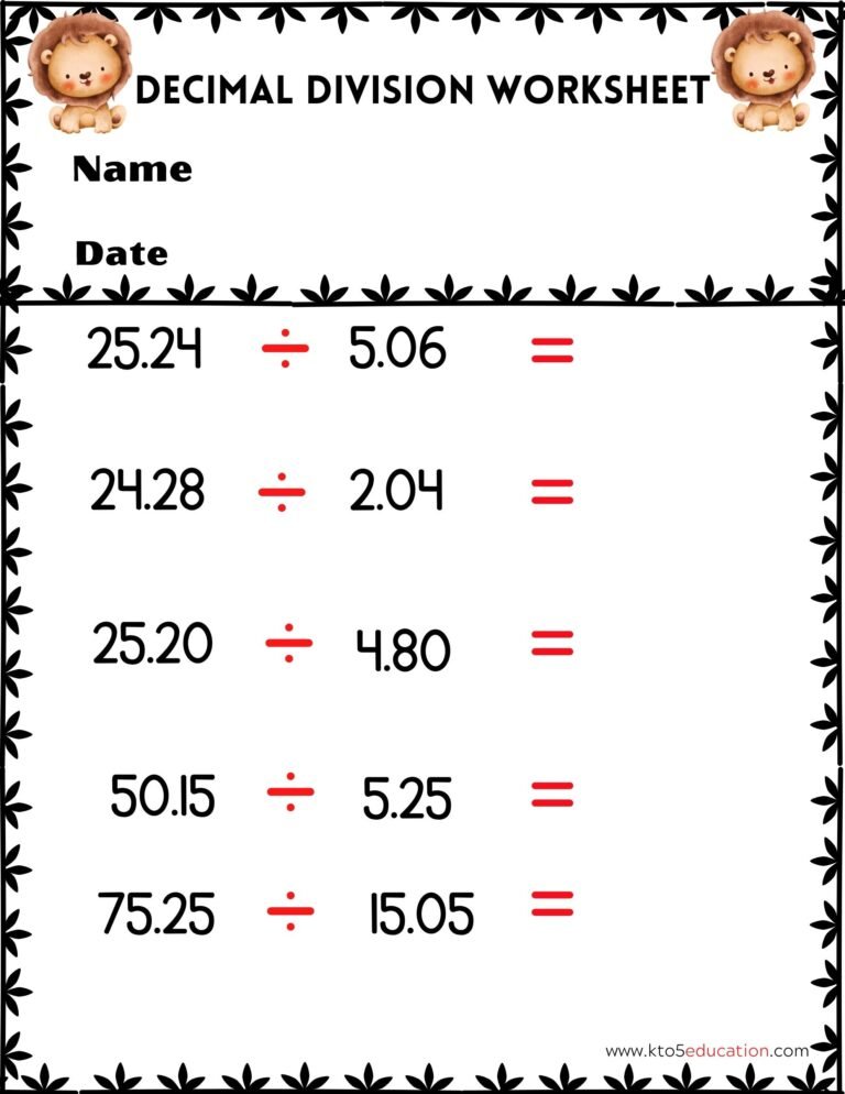 Decimals Division Worksheets | FREE Download