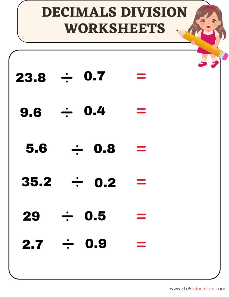 Division By Decimals Worksheets | FREE Download