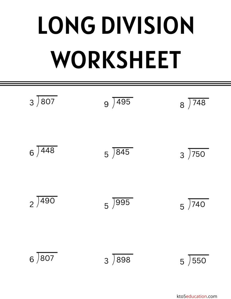 Division Long Worksheets | FREE Download