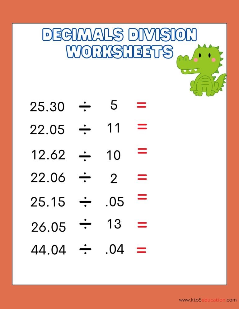 Division Worksheets Decimals 5th Grade | FREE Download