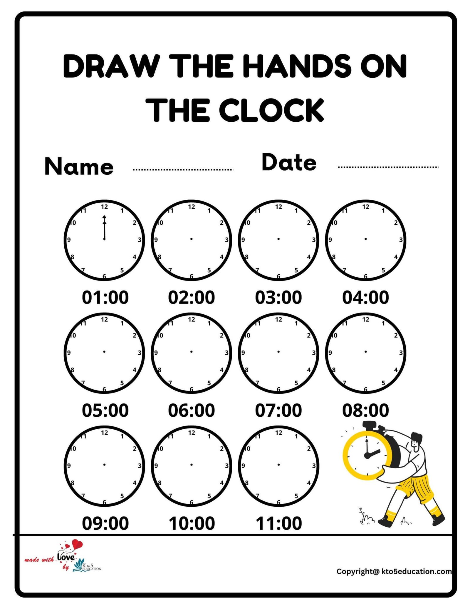 Draw The Hands On The Clock Worksheet FREE Download