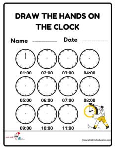 Draw The Hands On The Clock Worksheet
