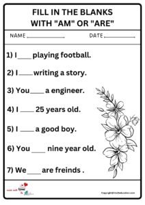 Fill In The Blanks With Am Or Are Worksheet