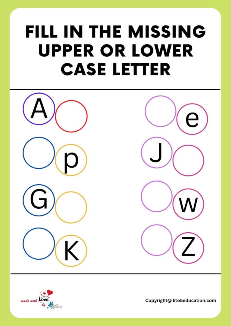 Fill In The Missing Upper or Lower Case Letter Worksheet | FREE Download 