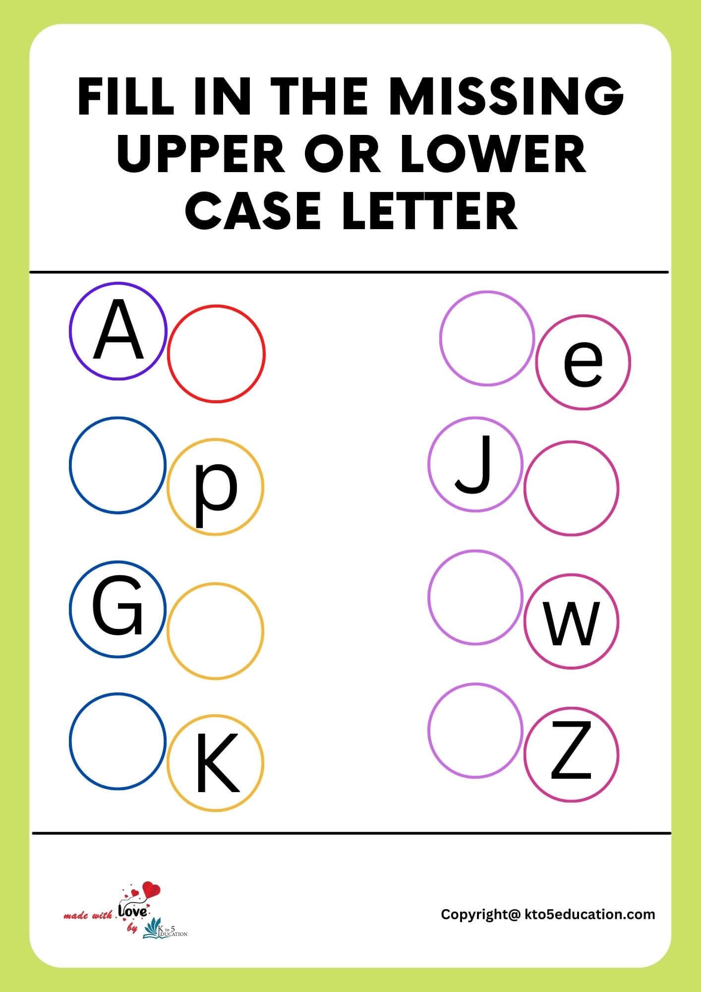 Fill In The Missing Upper or lower Case Letter