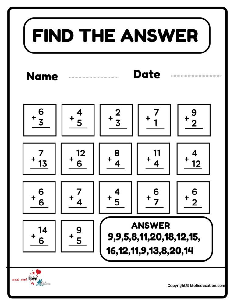 Find The Answer Worksheet | FREE Download