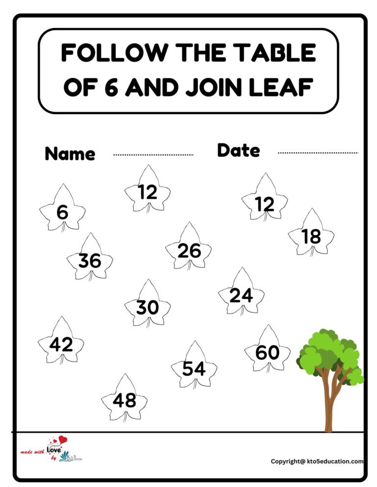 Follow the Table Of 5 And Join The Leaf Worksheet 2 | FREE Download