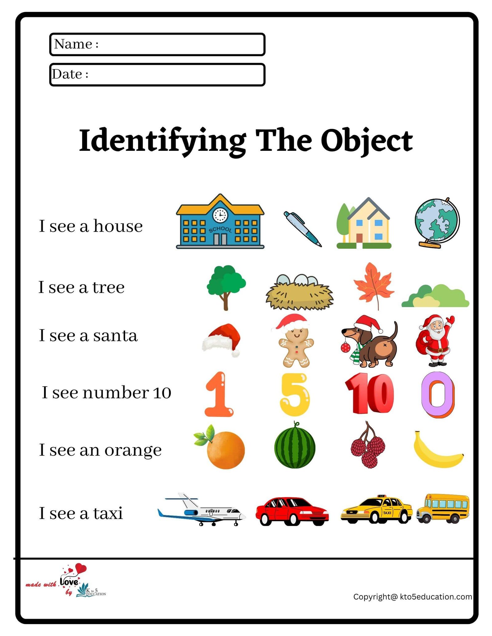 Identifying The Object Worksheet