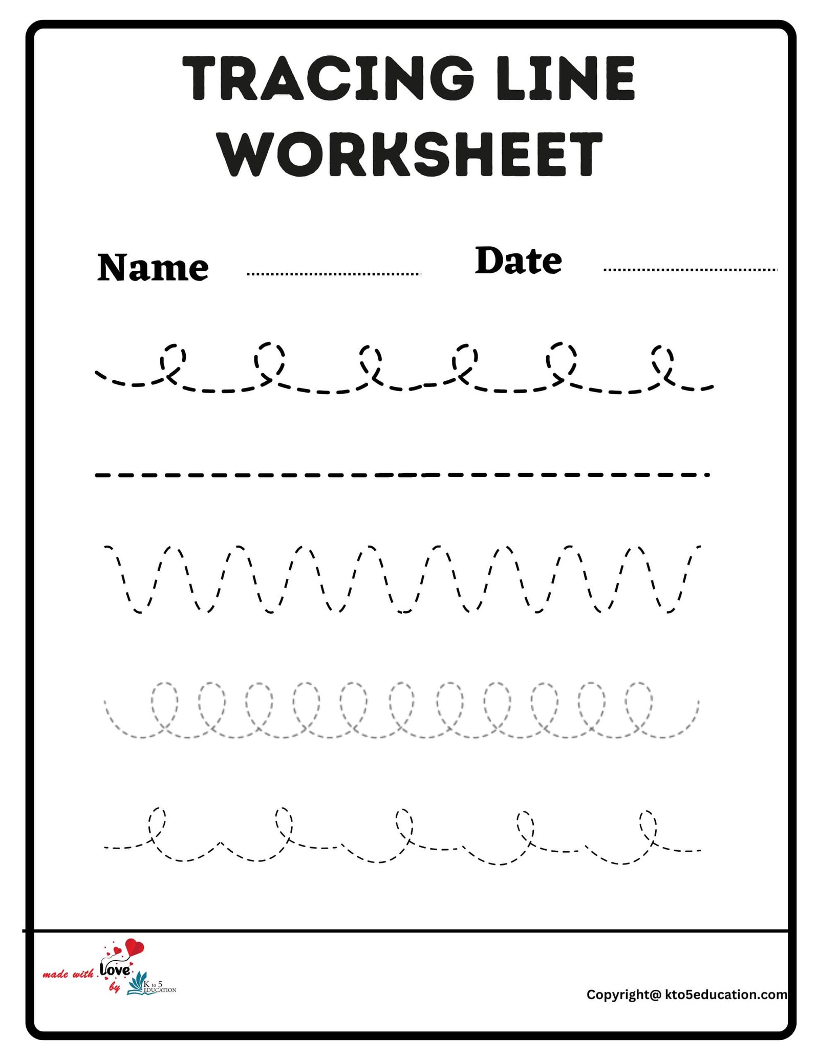 Line Tracing Worksheets Preschool
