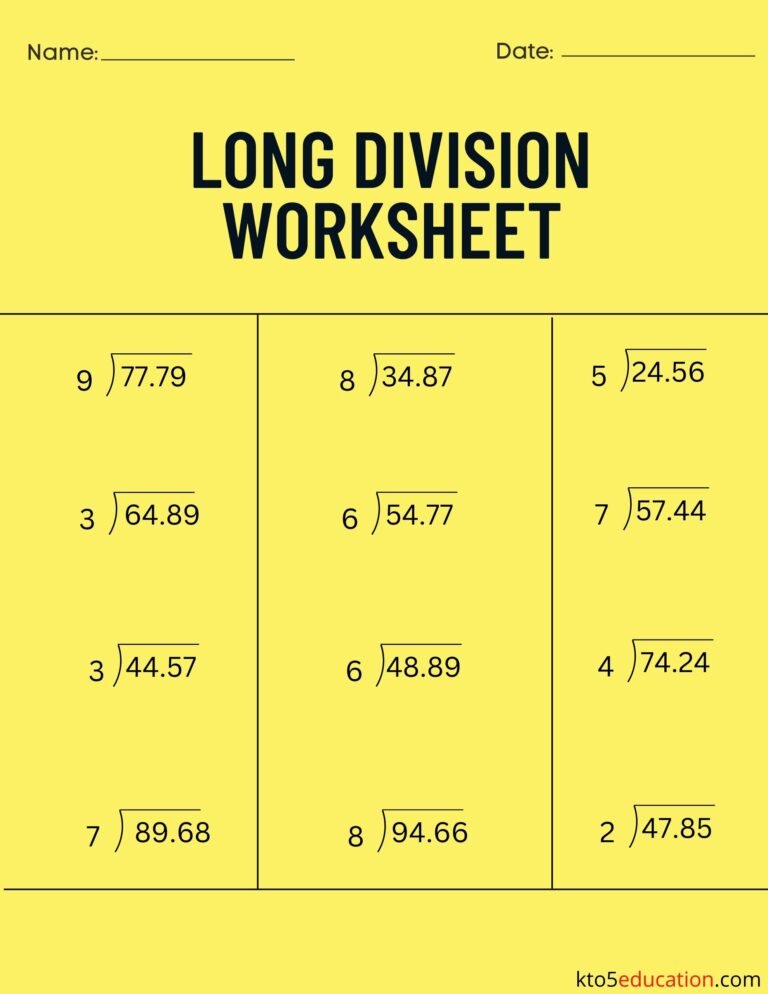 Long Division Worksheet PDF | FREE Download