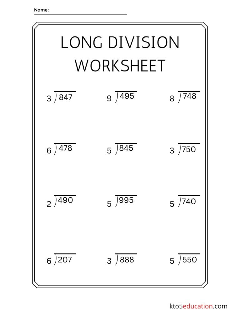 Long Division Worksheets 4th Grade | FREE Download