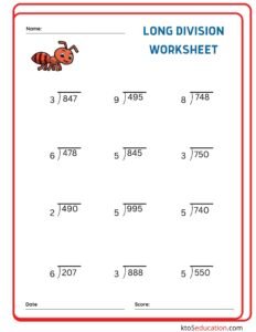 Long Division Worksheets For 4th Graders