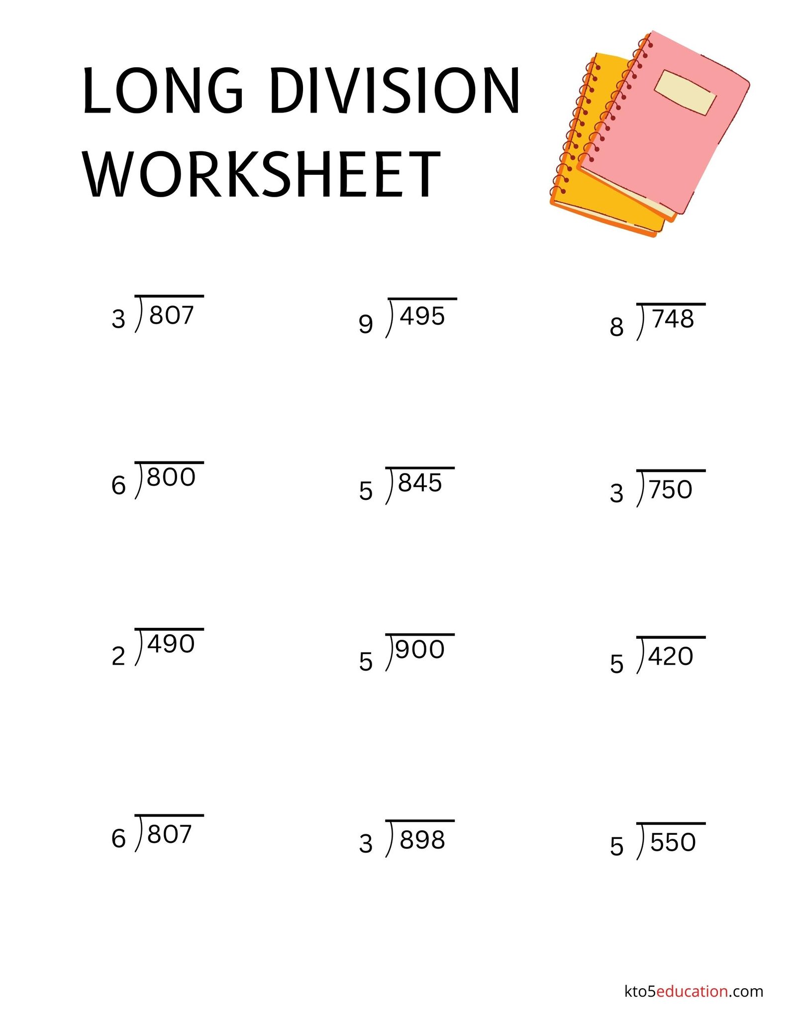 Long Division Worksheets For 6th Graders