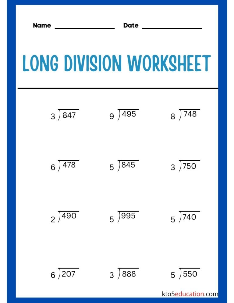 Division Worksheets Grade 4 | FREE Download