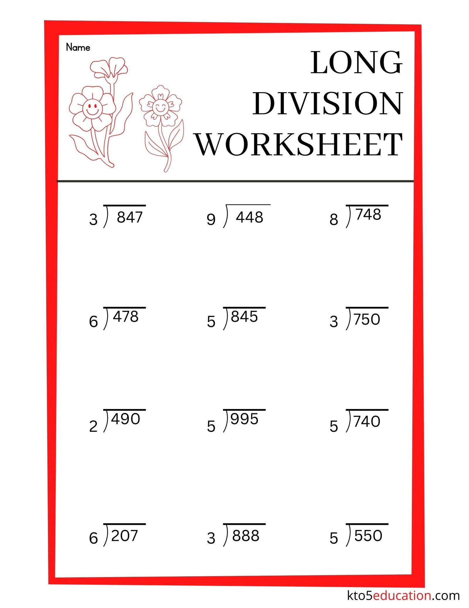 Long Division Worksheets Grade 5