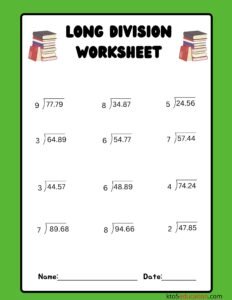 Long Division Worksheets With Decimals