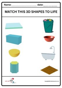 Match This 3D Shapes To Life Worksheet