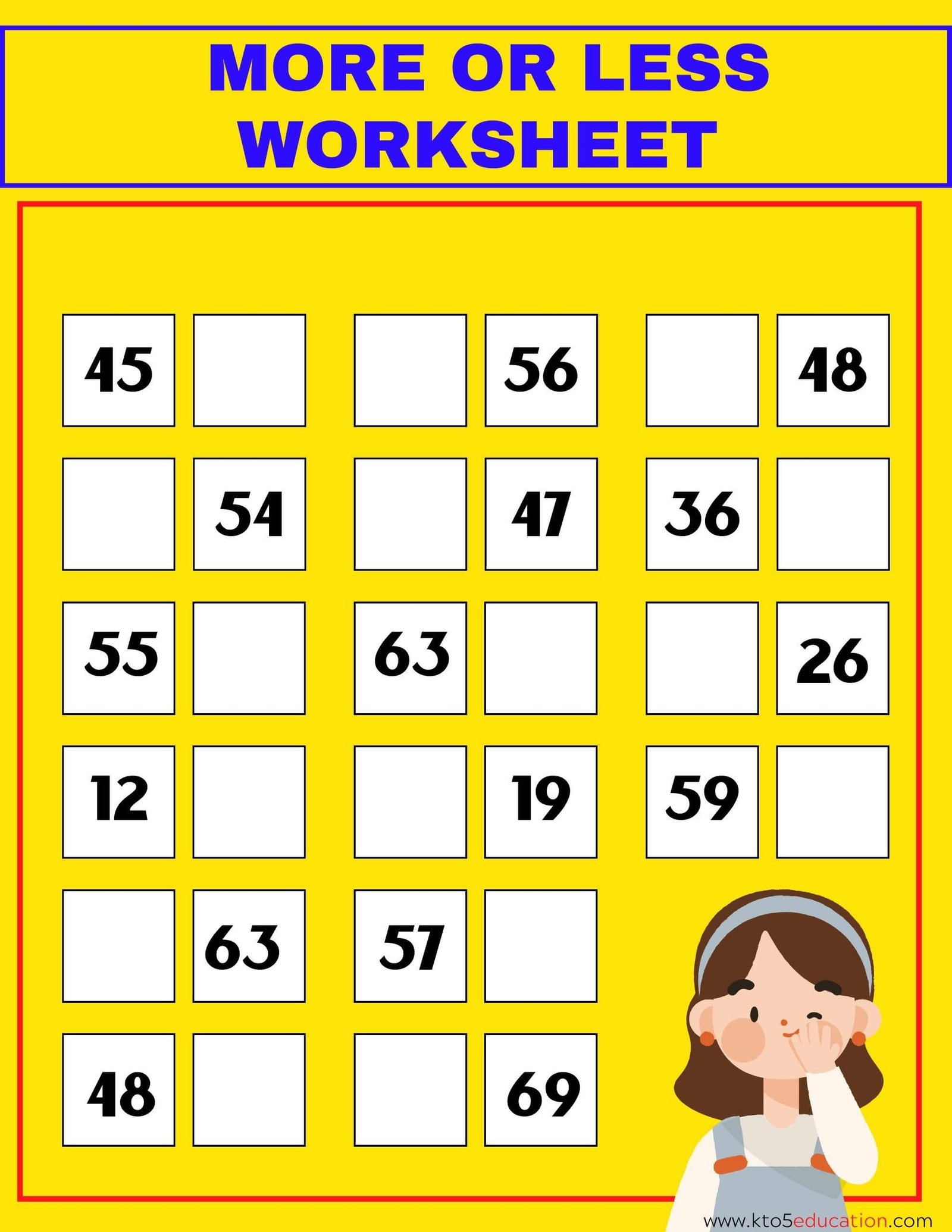 One More Less Worksheet
