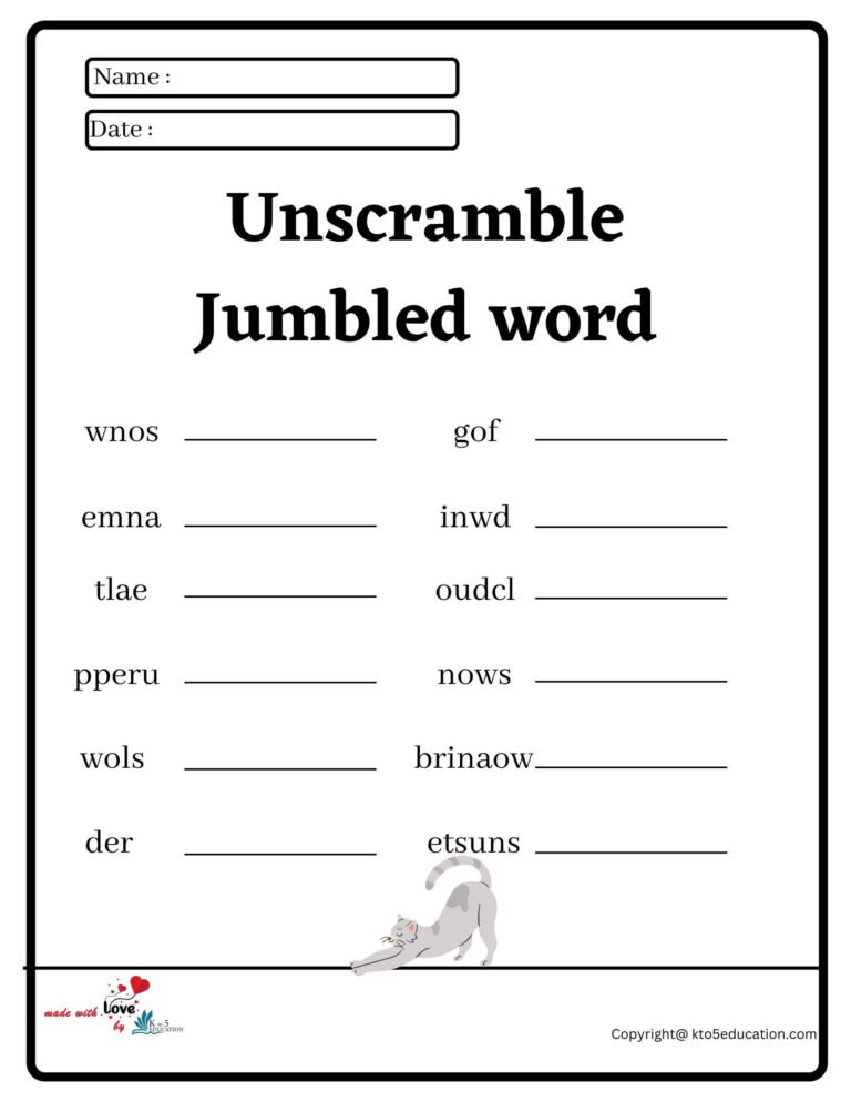 Unscramble Jumbled Word Worksheet | FREE Download 